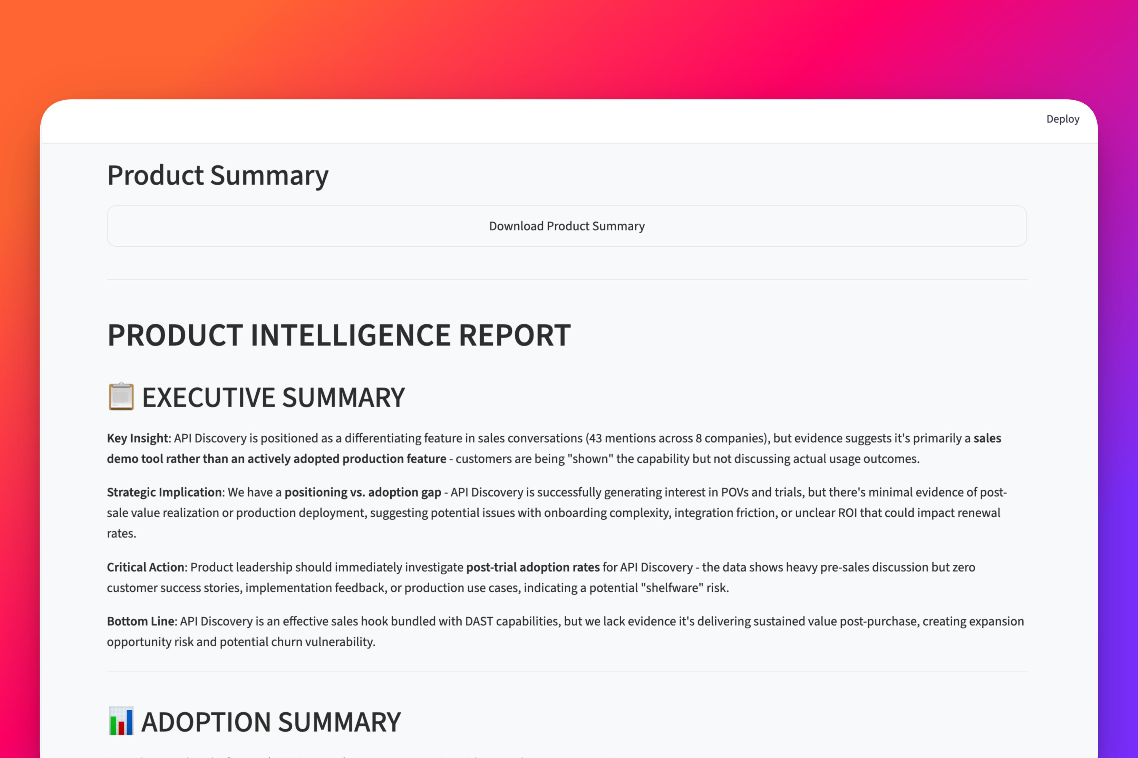 Gong Lab Product Summary